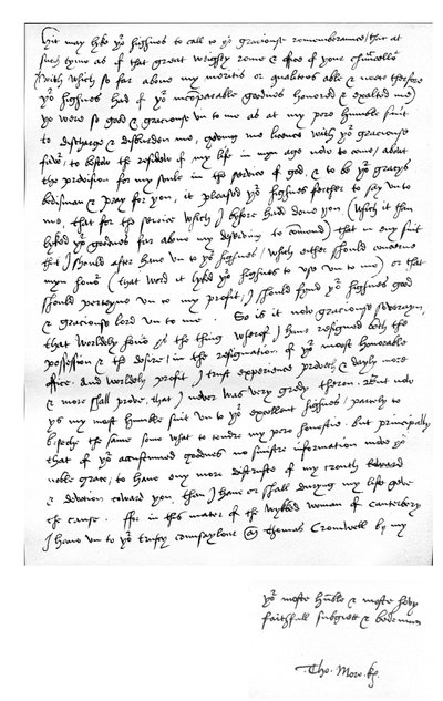 Brief van Thomas More aan koning Hendrik VIII, geschreven in zijn huis in Chelcith (Chelsea), 5 maart door Unbekannt