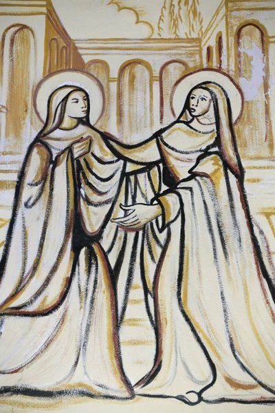 Lome Heilig Hart Kathedraal. De Visitatie (het bezoek van Maria aan Elizabeth zoals beschreven in het Evangelie van Lucas), Lome, Togo door Unbekannt