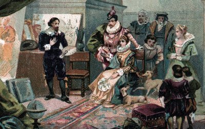 Lodewijk XIII en Anna van Oostenrijk in het atelier van Rubens, eind 19e eeuw (Chromolithografie) door Unbekannter Künstler