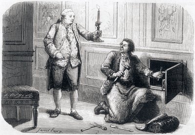 Lodewijk XVI verlicht de slotenmaker Francois Germain door Unbekannt