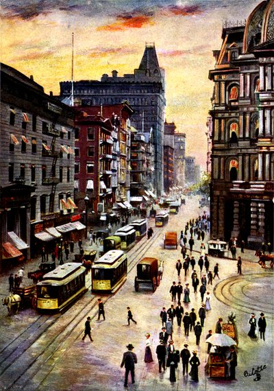 Lower Broadway, Manhattan door Unbekannter Künstler