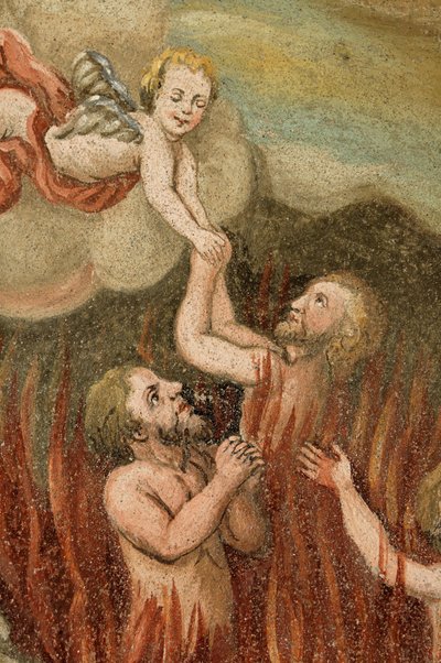 Luesen Luson in de Val di Luson Luesener Tal onder de Plose bij Brixen Zuid-Tirol Alto Adige Italië kerk Sint-Joris verlossing van het vagevuur door Unbekannt