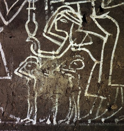 Luxor Thebe: Deir el Medineh, Necropolis van ambachtslieden, (detail) 19e Dynastie door Leopold Blonder