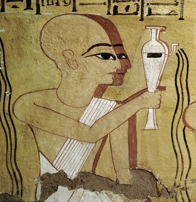 Luxor Thebe: Deir el Medineh, necropolis van ambachtslieden. Priesters die zuivering beoefenen. 19e Dynastie graf door Leopold Blonder