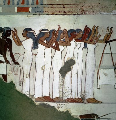 Luxor Thebe: necropolis van edelen, groep van rouwenden (18e Dynastie) door Leopold Blonder