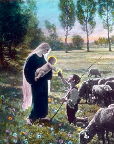 Madonna met de herdersjongen door Unbekannter Künstler