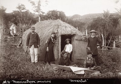 Het maken van Tappa, een inheems doek, ca. 1875 door Unbekannt