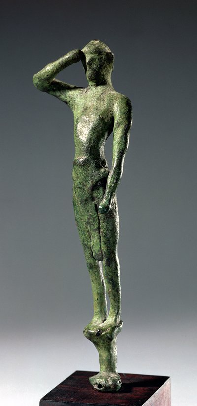 Man in gebed, Archaïsch Griekse bronzen sculptuur gevonden in de Grot van Psychso, Kreta, late Minoïsche periode, c.1500 v.Chr. door Unbekannt