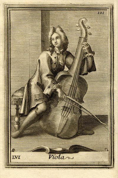 Man die cello speelt. In Gabinetto Armonico door Filippo Bonanni, Rome door Unbekannter Künstler