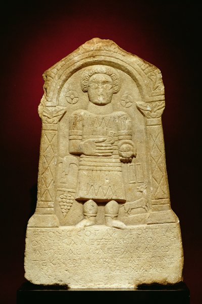 Marmeren grafstèle, met Griekse inscriptie, Romeins, 3e eeuw v.Chr. door Unbekannt
