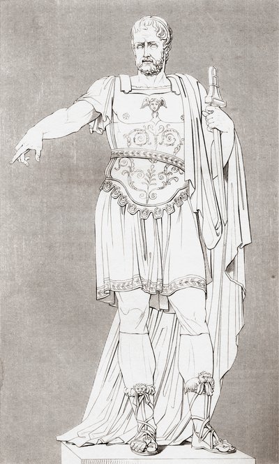 Marcus Furius Camillus (ca. 446 – 365 v.Chr.), Romeins soldaat en staatsman, uit The Historic Gallery of Portraits and Paintings, gepubliceerd 1808 door Unbekannt