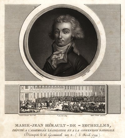 Marie-Jean Herault de Sechelles (1759-1794), Franse rechter en politicus, onthoofd tijdens de Terreur door Unbekannt