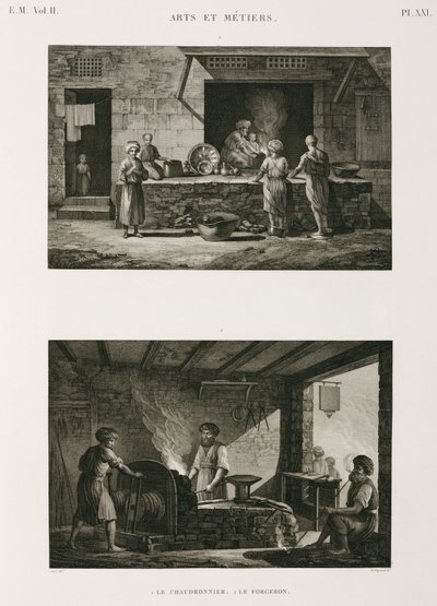 Metalen, Koper Kopersmid en smid, Egypte, ca. 1798 door Unbekannt