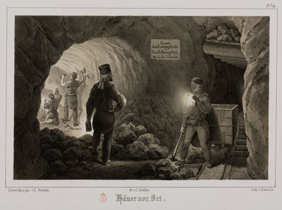 Mijnbouw, Metaalertsen Mijnwerkers, Duitsland, ca. 1851 door Unbekannt