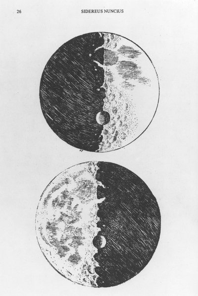 Maantekening door Galileo, ca. 1610 door Unbekannt