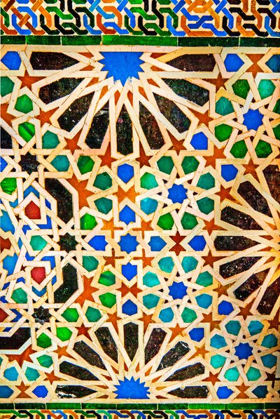 Mozaïek, Comarespaleis, Cuarto/Palacio de Comares, in het Mirtehofcomplex, Nasridpaleizen, Alhambra, Granada, Andalusië, Spanje, Europa door Unbekannter Künstler