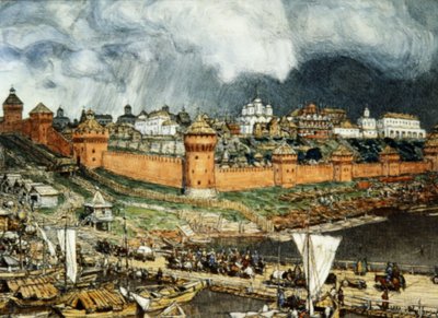 Kremlin van Moskou Tijdens het Bewind van Ivan Lli (Ivan de Grote) in de 16e Eeuw door Apolinary Vasnetsov (1921) door Unbekannter Künstler