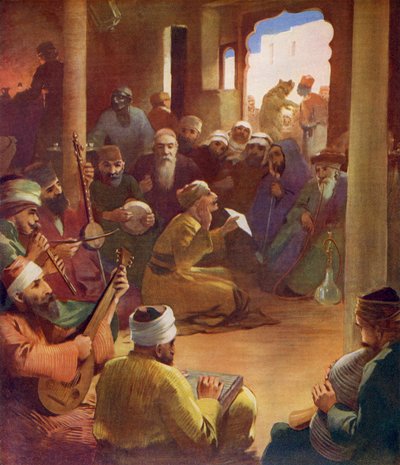 Muzikanten in een Midden-Oosters café - 1913 door Unbekannter Künstler