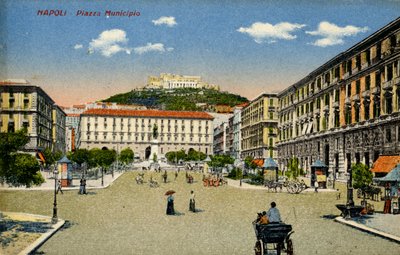 Napels Piazza Municipio, begin 20e eeuw door Unbekannter Künstler