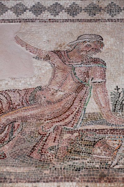 Narcissus kijkt naar zijn reflectie in een waterpoel - Paphos mozaïeken, Huis van Dionysos - Eind 2e eeuw na Christus - Cyprus - Contemplatie van Narcissus boven een bassin - Mozaïeken van Paphos, Huis van Dionysos - Eind 2e eeuw na Christus - UNESCO-site, door William M. Timlin