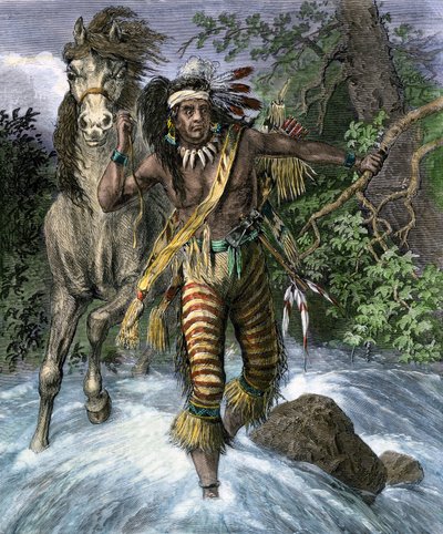 Inheemse bevolking van Amerika: Indianen. Sitting Bull of Indiaanse naam Thathanka Iyothanka of Tatanka Yotanka of Tatanka Iyotake ("Zittende Stier" of "Rustende Stier") door Unbekannter Künstler