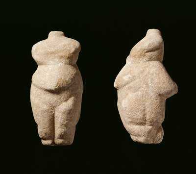 Neolithische Steopagus Dame, voor- en zijaanzicht, Avaritsa (Meliteia) in Thessalië, Griekenland, 6000-5200 v.Chr. door Unbekannt