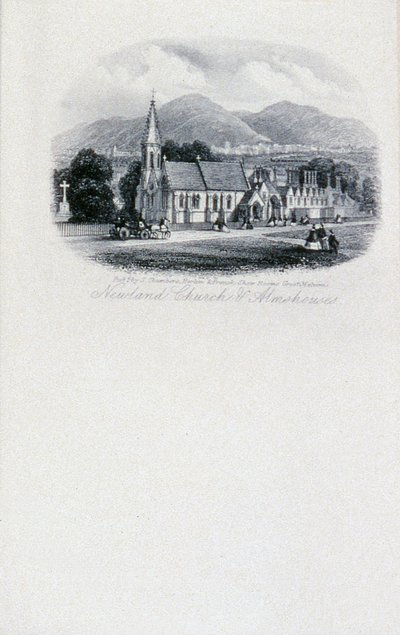 Newland Kerk en Armenhuizen, Worcestershire (gravure) door Unbekannt