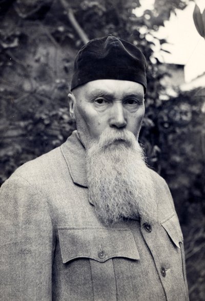 Nicholas Roerich, Naggar, India, ca. 1936-42 (zw/w foto) door Unbekannt