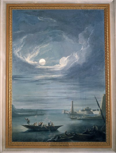 Nachtelijke scène met de vissers. Fresco van de Sala del Consiglio (Raadzaal) door Unbekannter Künstler