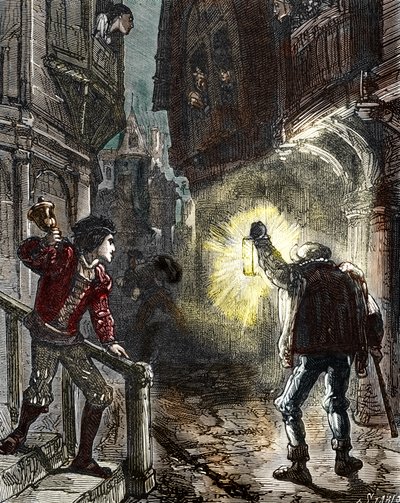 Nachtwakers bewaken de straten van Parijs in de Middeleeuwen en Renaissance door Alec Hunter
