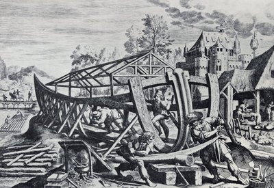 Noach bouwt de Ark door Unbekannter Künstler