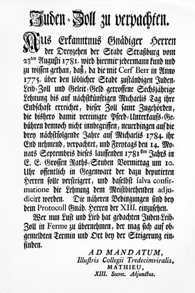 Kennisgeving door het bestuur van Straatsburg van een openbare veiling van het recht om de 