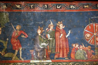 Notre Dame de Clermont kathedraal, Clermont-Ferrand, Frankrijk, St. Joris kapel (laat 13e eeuw), Fresco (detail) door Unbekannt