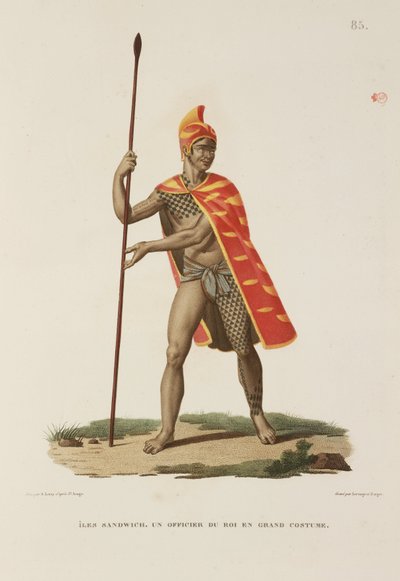 Officier van de koning in volledige ceremoniële kleding, Sandwich Eilanden door Unbekannter Künstler