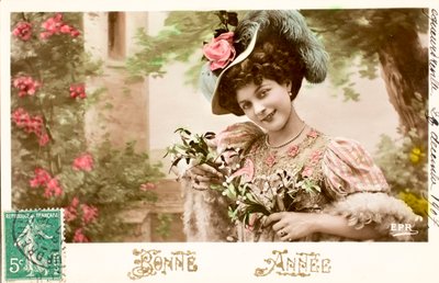 Oude ansichtkaart/Gelukkig jaar/Wens/Vrouw Belle Epoque door William M. Timlin