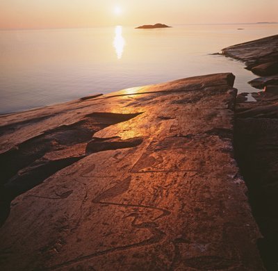 Onego-petroglyfen die zwanen afbeelden door Unbekannt