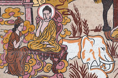 Ong Nui boeddhistische pagode, muurschildering, Het leven van de Boeddha, Quy Nhon, Vietnam, 2019 door Unbekannt