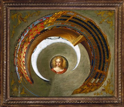 Optische illusies Anamorf schilderij van een schip, c 1744-1774 door Unbekannt