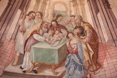 Onze-Lieve-Vrouw van de Tenhemelopneming kerk. Baby Jezus in de synagoge Cordon Frankrijk door Unbekannt