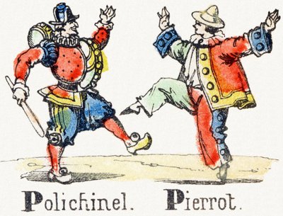 P - Polichinelle Pierrot - Kindervermaak Alfabet ca. 1890 (lithografie) door Unbekannt