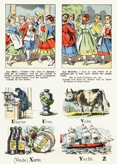 Pagina 8 - het kostuumbal, de ronde - Kindervermaak Alfabet c.1890 door Unbekannt