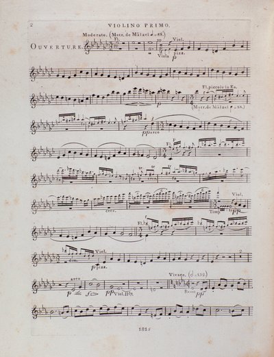 Pagina van muziekpartituur voor de eerste viool van de opera Jessonda door Louis Spohr door Unbekannter Künstler