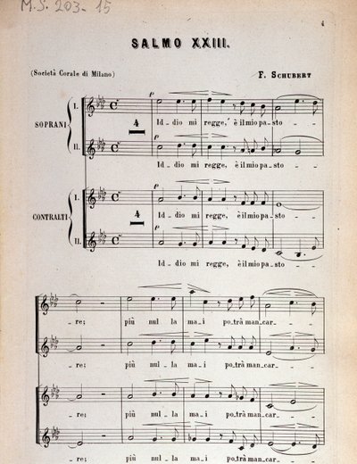Pagina van muziekpartituur van Psalm 23, op 132, D 706 door Franz Schubert door Unbekannter Künstler