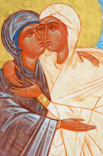 Schilderij van de Visitatie in het Ain Kerem orthodoxe klooster Ain-Karim Israël door Unbekannt