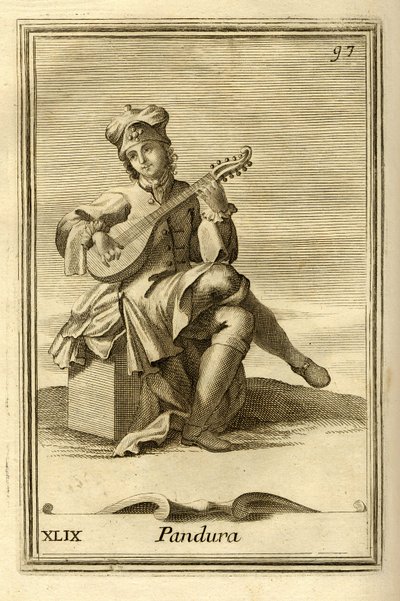 Pandura snaarinstrument van Byzantijnse oorsprong, voorloper van de mandoline. In 