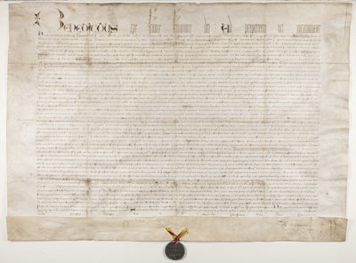Pauselijke bul die het charter van bisschop Henry Wardlaw bevestigt, recto door Unbekannt