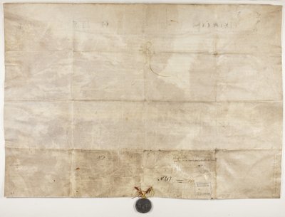 Pauselijke bul die het charter van bisschop Henry Wardlaw bevestigt, verso door Unbekannt