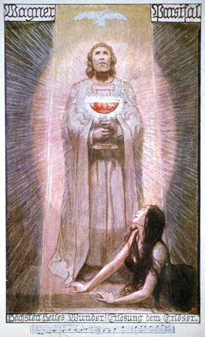 Parsifal met Graal, Kundry stervend door Unbekannter Künstler