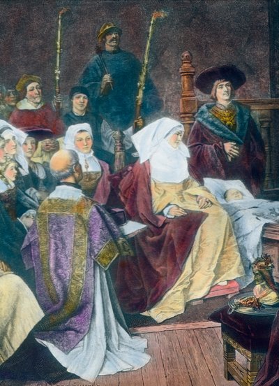 Mensen komen samen voor een doop door Unbekannter Künstler
