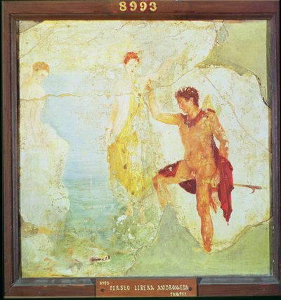 Perseus bevrijdt Andromeda, uit het Huis van de Vijf Skeletten, Pompeii, 4e decoratieve stijl door Unbekannt